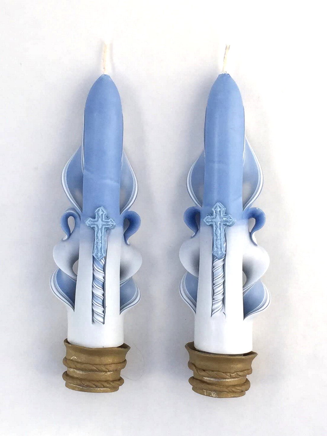 Handcarved Easter Taper Candles With Cross Accents 6 Inch Etsy Canada