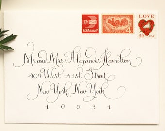 Modern French Custom Handwritten Calligraphy Wedding Envelope Addressing