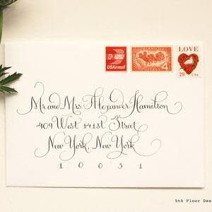 Modern French Custom Handwritten Calligraphy Wedding Envelope Addressing image 1