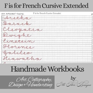 F is for French Cursive Extended Script Workbook