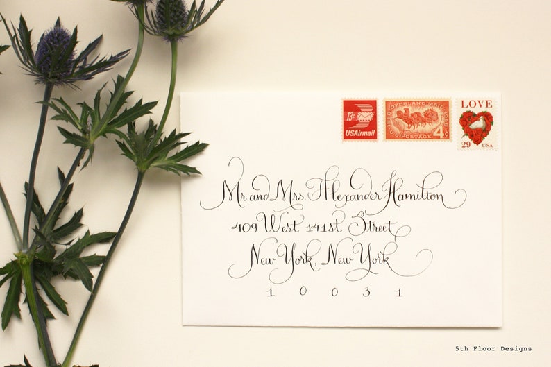 Modern French Custom Handwritten Calligraphy Wedding Envelope Addressing image 1