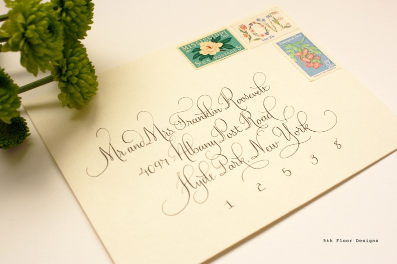 Modern French Custom Handwritten Calligraphy Wedding Envelope Addressing image 3