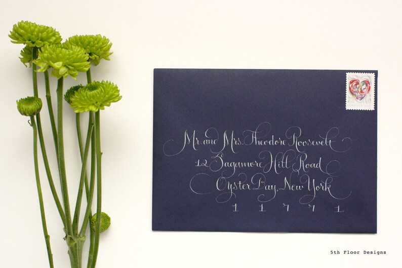 Modern French Custom Handwritten Calligraphy Wedding Envelope Addressing image 8