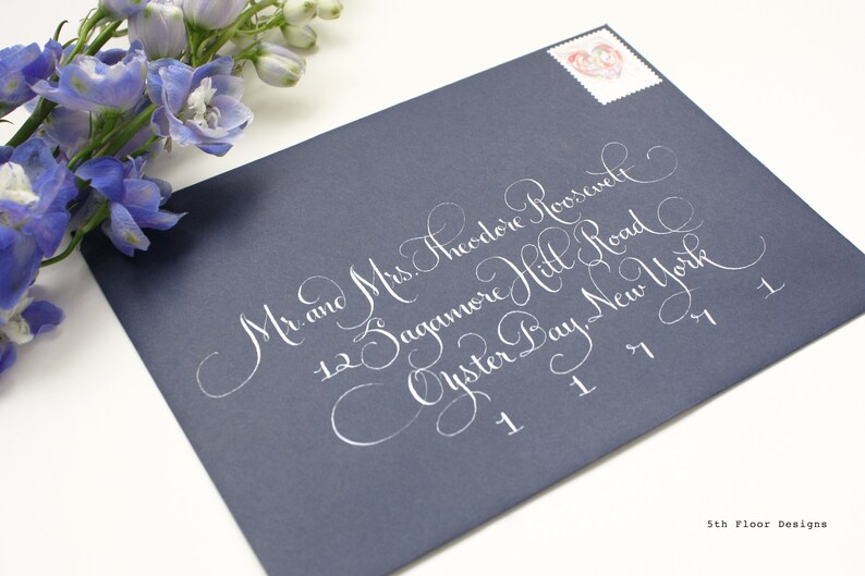 Modern French Custom Handwritten Calligraphy Wedding Envelope Addressing image 9