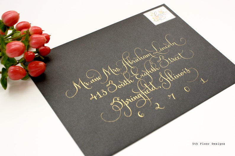 Modern French Custom Handwritten Calligraphy Wedding Envelope Addressing image 7