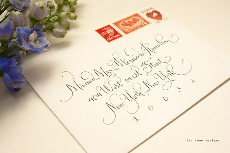 Modern French Custom Handwritten Calligraphy Wedding Envelope Addressing image 4