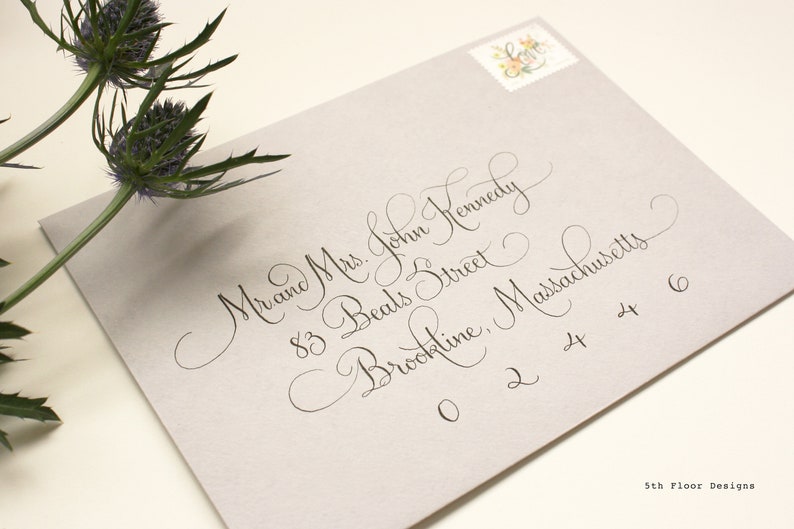 Modern French Custom Handwritten Calligraphy Wedding Envelope Addressing image 5