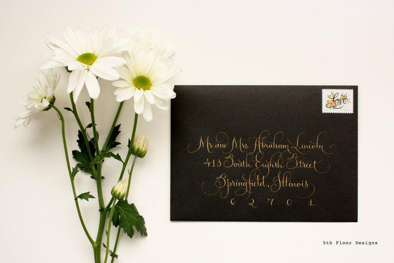 Modern French Custom Handwritten Calligraphy Wedding Envelope Addressing image 6