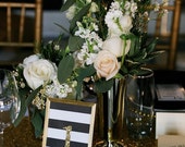 Black & Gold Framed Table Numbers // Hollywood Glam Table Numbers // Glitter Wedding Table Numbers