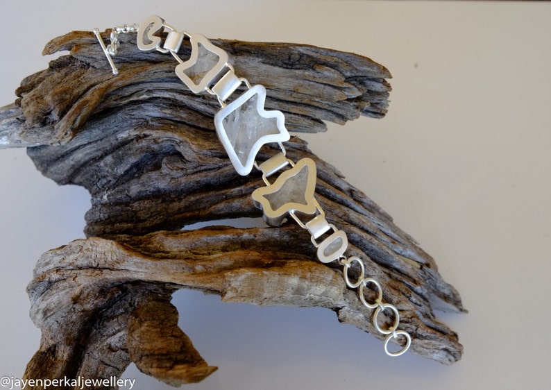 Unique Quartz Crystal Cluster Bracelet High quality jewelry Chic luxe Individually crafted piece in matt finish Sterling Silver