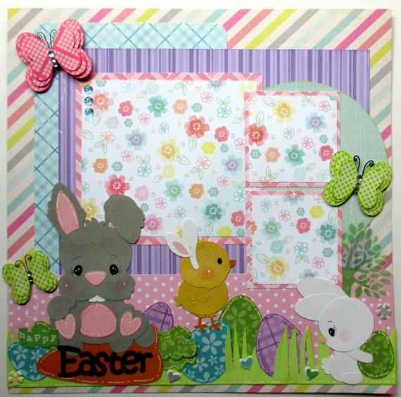 Easter Premade Scrapbook Pages Paper Piecing Handmade Etsy