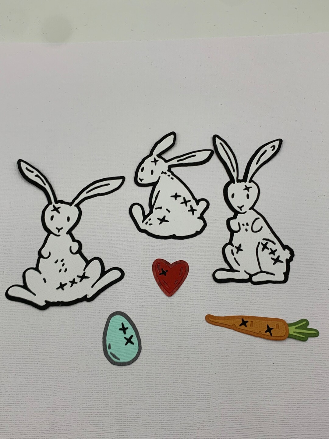 White Rabbit-paper Piecing Set of 3, Steampunk- Goth-easter -premade ...