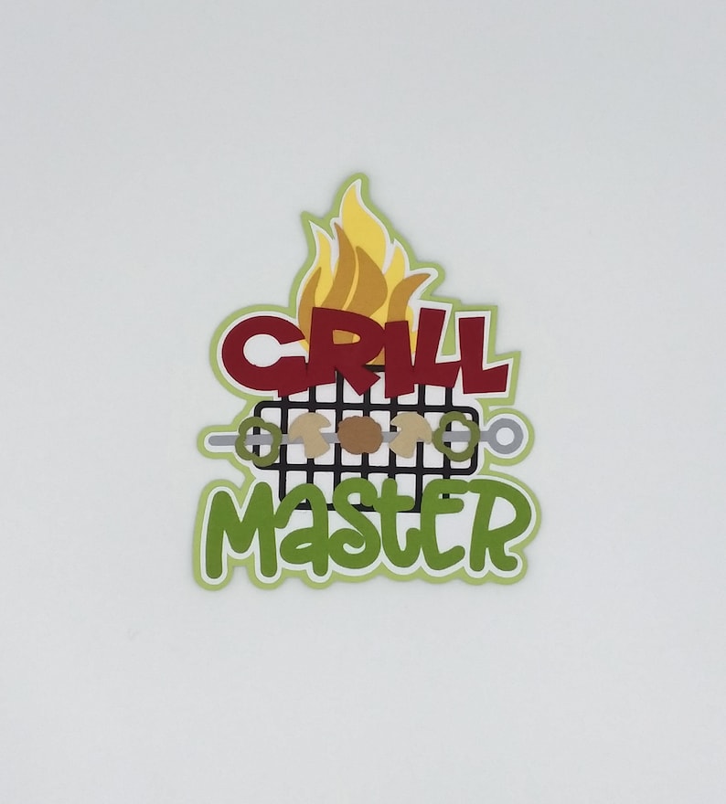 Scrapbooks Cards-Albums-BOYS-Vacation-Family Paying in the Dirt GRILL MASTER bbq title-3d die cut-Premade Paper Piecing