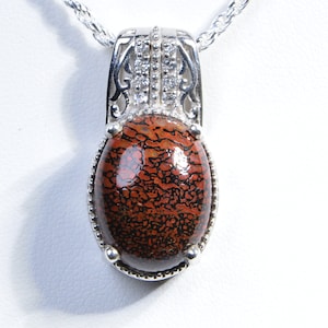 Silver Jewelry Sterling Silver Pendant Gemstone Jewelry Dinosaur Bone Pendant 26x14x11mm Dinosaur Bone Jewelry Natural Gemstone Jewelry