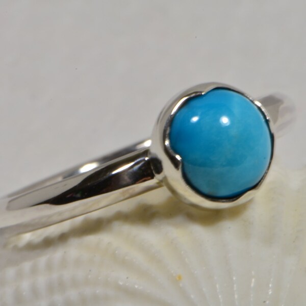Turquoise Ring Sleeping Beauty Sterling Silver Ring  Silver  Ring Turquoise Jewelry Bezel Ring - Round Ring