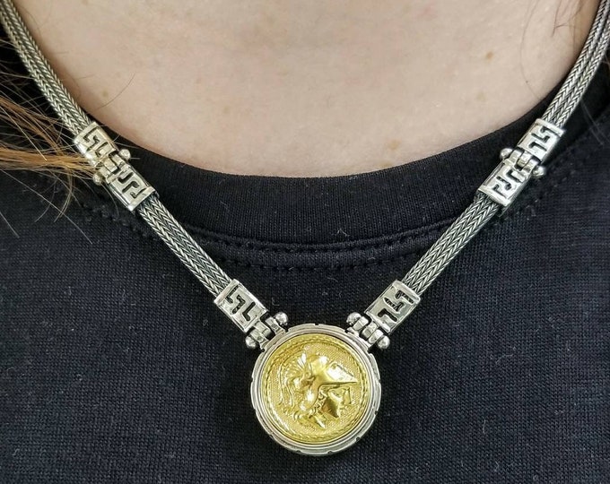 Athena Coin Necklace in sterling silver 925, coin jewelry, Greek Goddess Athena