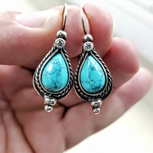 Turquoise earrings in sterling silver 925.