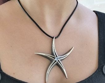 Large starfish necklace in sterling silver 925