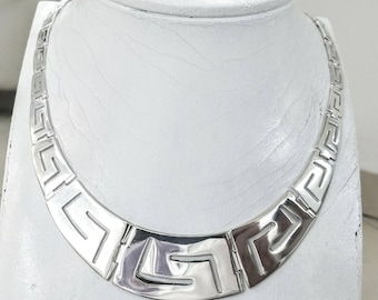 Sterling Silver Greek Key Necklace: Hellenic Meander Eternity Symbol