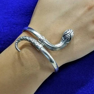 Snake cuff bracelet in solid sterling silver 925, museum snake bracelet.