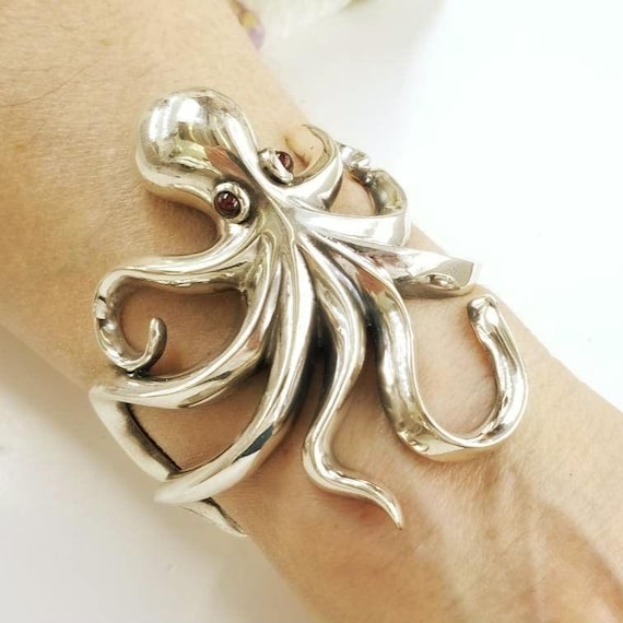 Sterling silver octopus cuff bracelet
