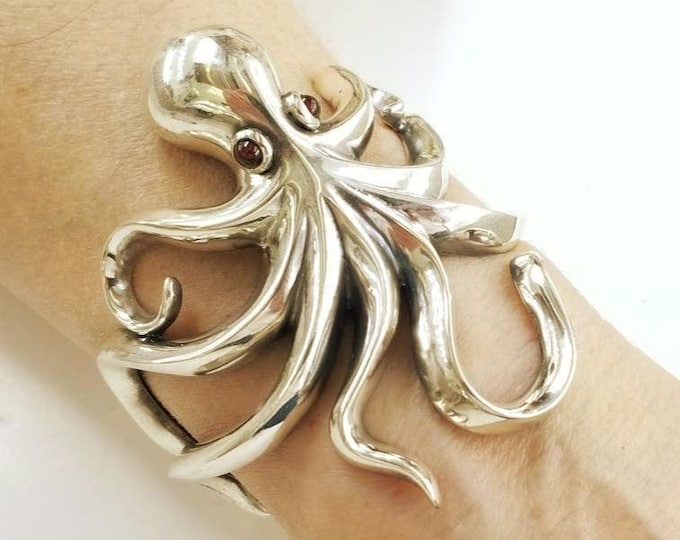 Featured listing image: Sterling silver octopus cuff bracelet
