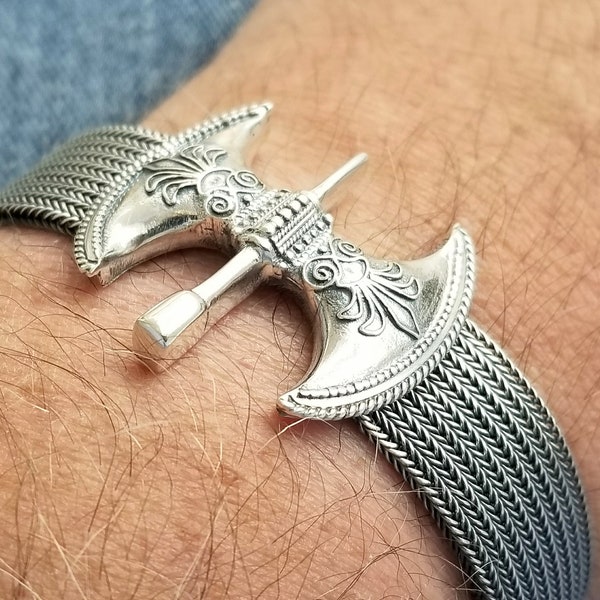 Double axe bracelet in sterling silver 925