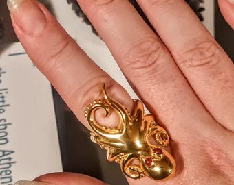Gold octopus ring
