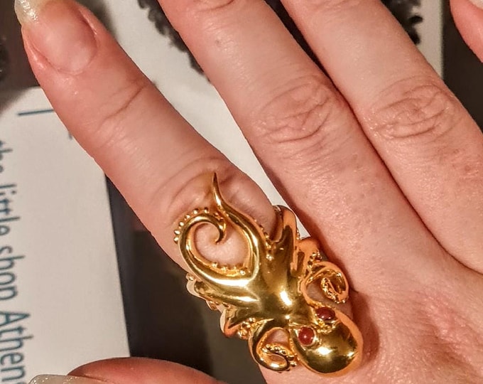Gold octopus ring