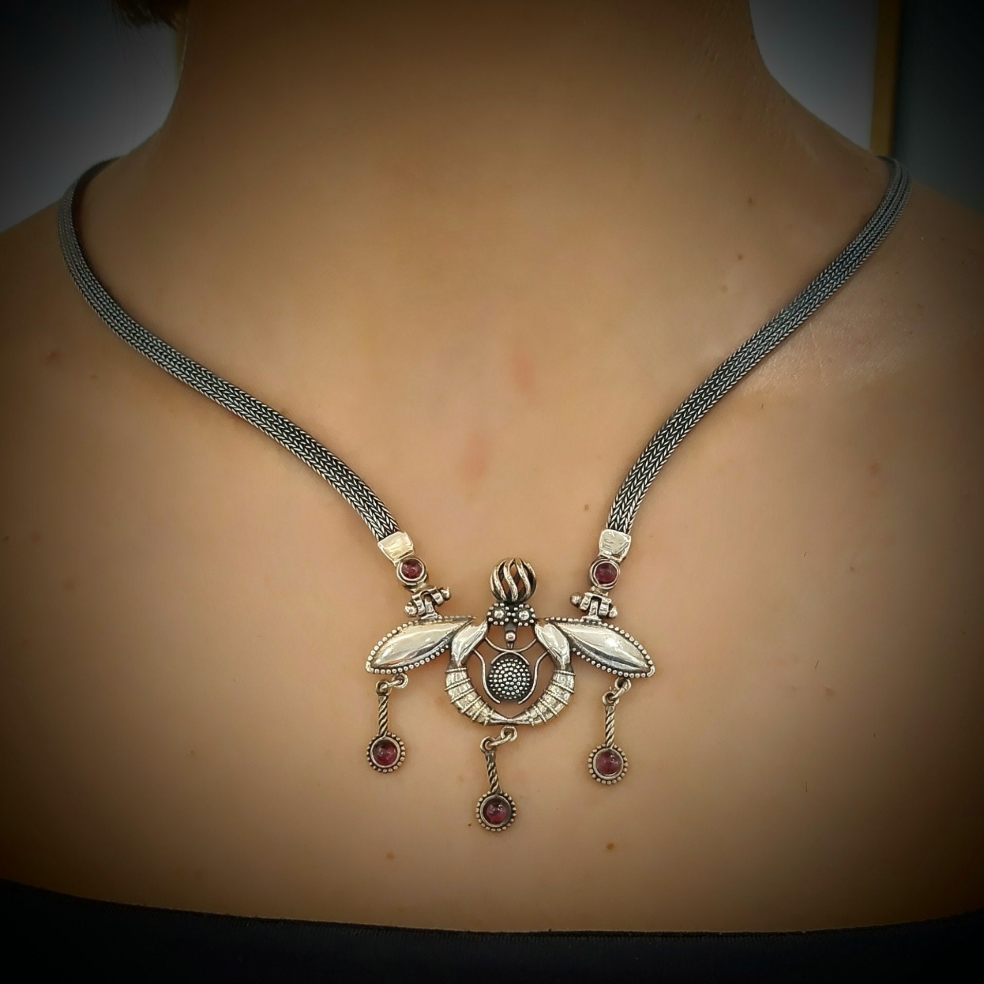 Minoan Double Bee Necklace in Sterling Silver 925 - Etsy