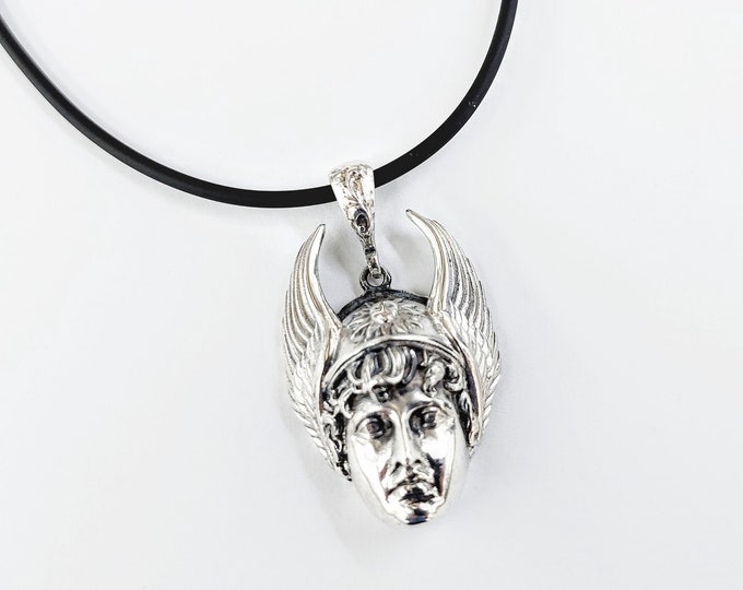 Hermes pendant in sterling silver 925, Mercury necklace, Greek Mythology God Hermes Jewelry