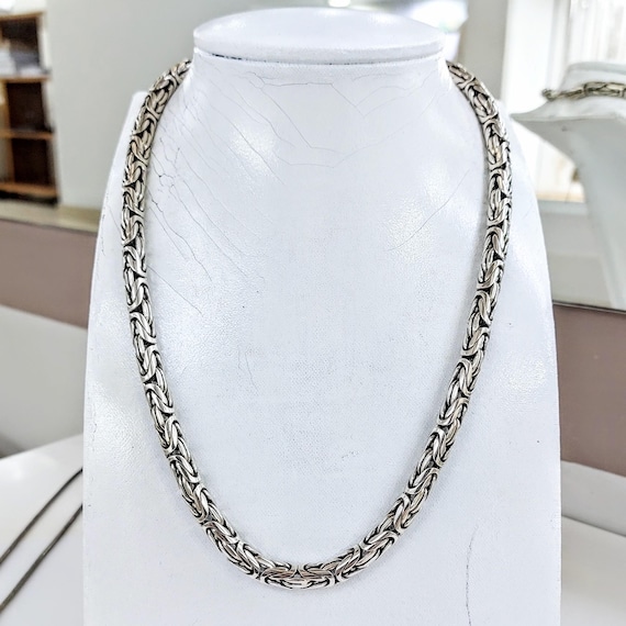 Byzantine chain necklace for men, sterling silver 925, handmade bold jewellery