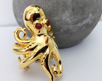 Gold octopus ring