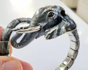 Sterling silver elephant bracelet, African animal jewellery