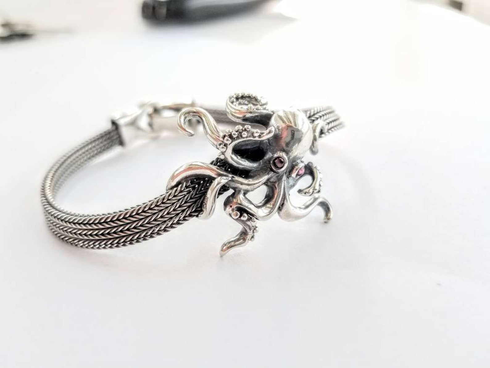 Octopus Bracelet in Solid Sterling Silver 925 Octopus Chain Etsy