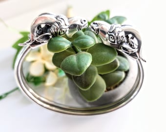 Silver ram bracelet, long horned ram heads on silver torque bracelet, adjustable silver cuff.