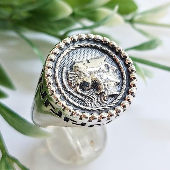 Goddess Athena coin ring in sterling silver 925