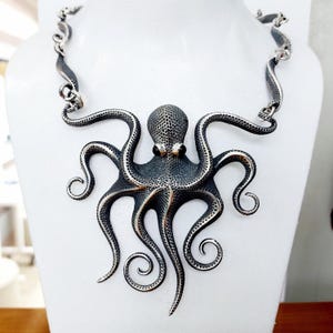Sterling Silver Octopus Necklace: Garnet Gemstone Ocean Jewelry