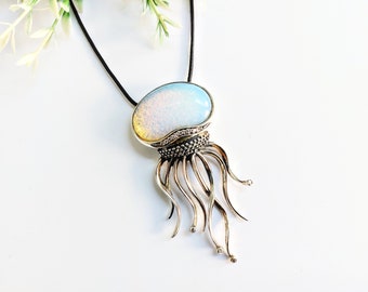 Jellyfish necklace in sterling silver 925.