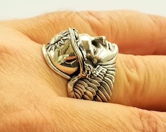 Greek Mythology God Hermes ring in sterling silver 925, messenger of the Gods, mythical jewelry, silver Hermes jewelry.