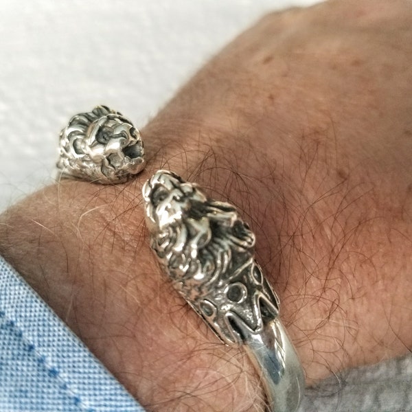 Löwen Armband für Männer aus Sterling Silber 925.