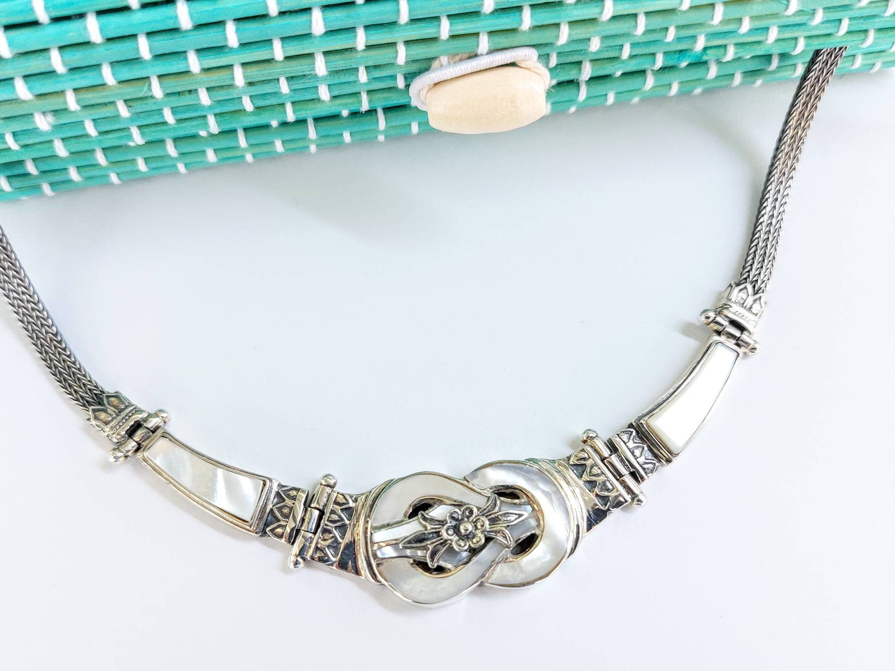Silver Knot Necklace With Mother of Pearl - Etsy