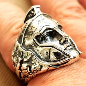 Spartan gladiator ring in sterling silver 925, military accessory, mens jewelry, silver ring
