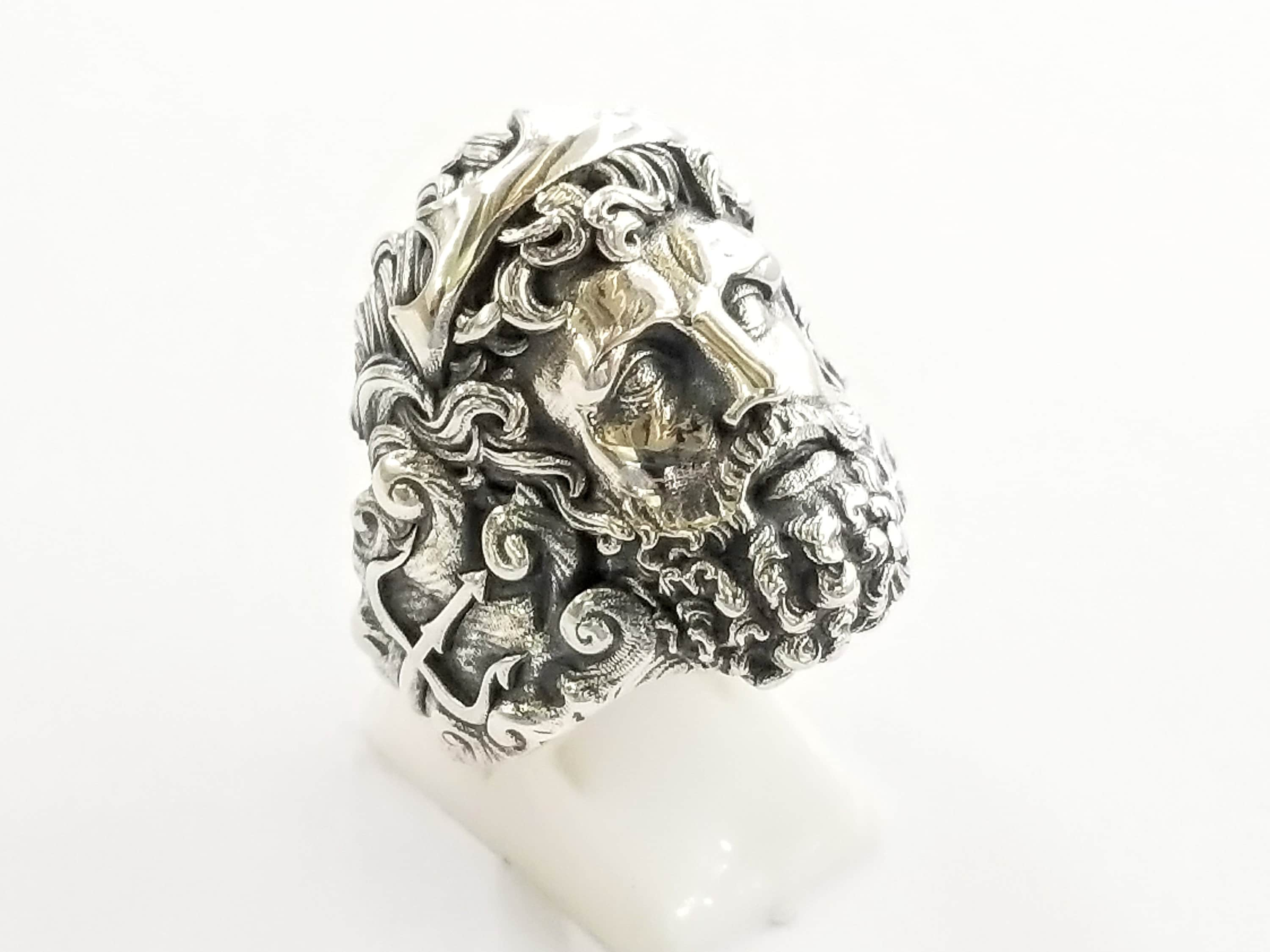 Anello Poseidone in argento sterling 925, Dio dei mari, anello Nettuno -   Italia