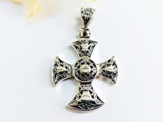 Byzantine cross pendant, sterling silver 925, spiritual jewellery, unisex religious symbol
