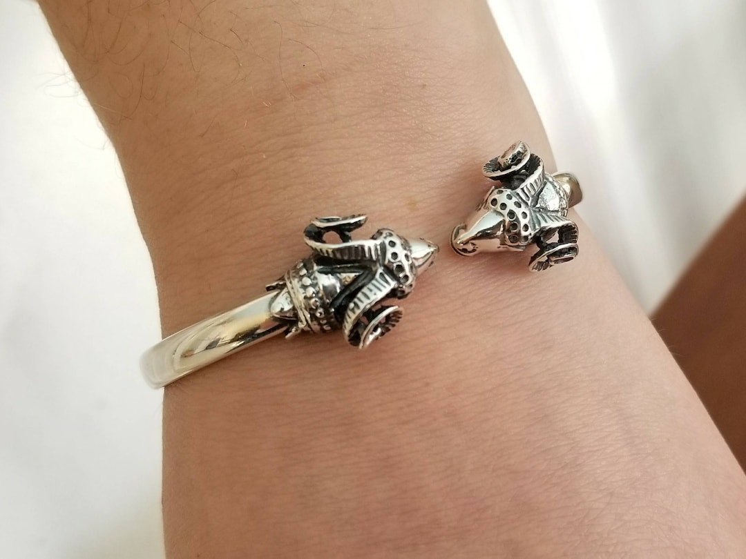 Ram Head Bracelet in Solid Sterling Silver 925. - Etsy