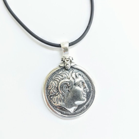 Sterling Silver Alexander Coin Replica Pendant, Ancient Greek Coin