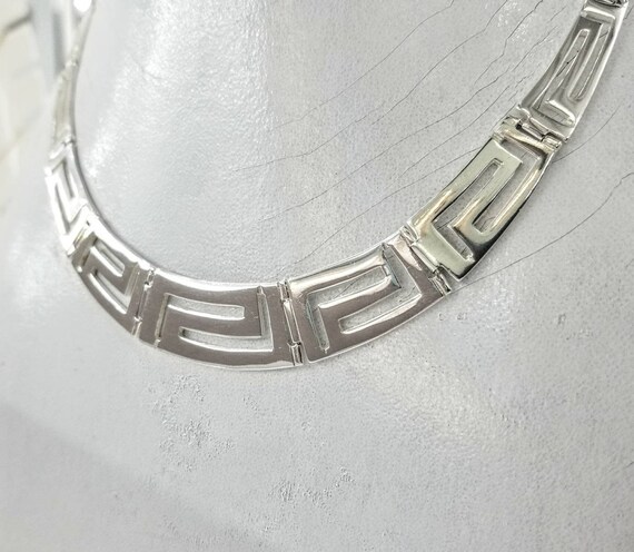 Greek key necklace silver clearance