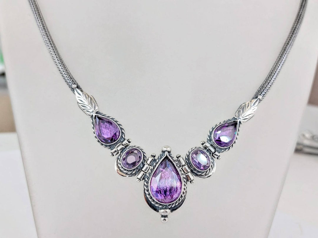 Amethyst Necklace in Sterling Silver 925. - Etsy