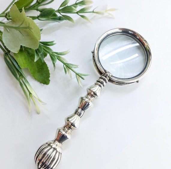 Sterling silver magnifying glass, handmade lens for collectors, office gift